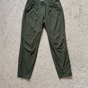 Athleta Green Track Pants with Tapered Leg and Elastic Waistband